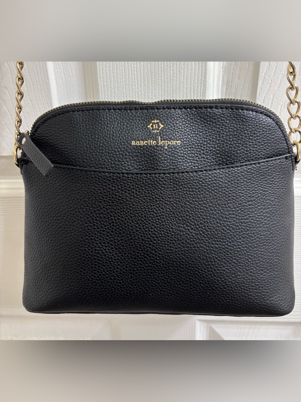 Nanette Lepore black faux pebbled leather crossbody - EUC
